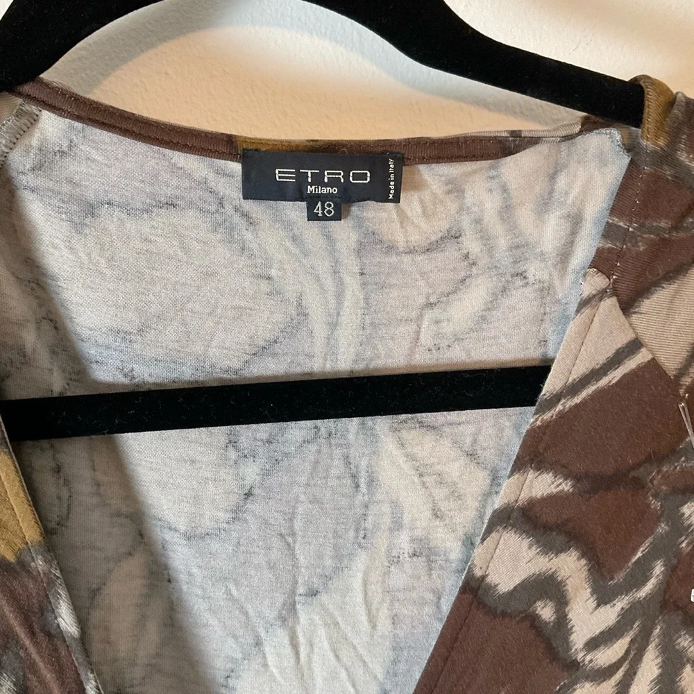 ETRO Midi Wrap Dress | Printed | Brown | Italy | 48 | Large | 12 - Picture 13 of 14